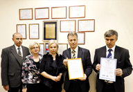 Un certificado ISO 9001:2008 fue entregado a la fábrica de PERCo, 2010 año
